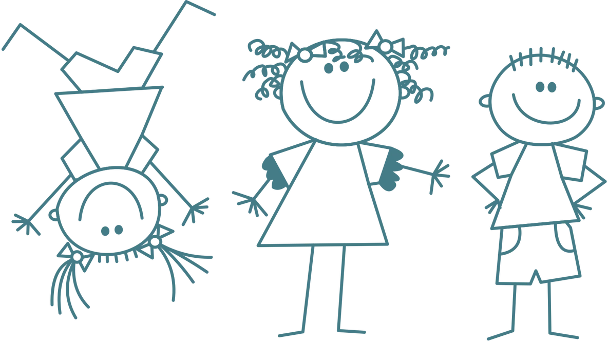Kinderzeichnung von lachenden Kindern als Symbol für emotionale Leichtigkeit und Wohlbefinden